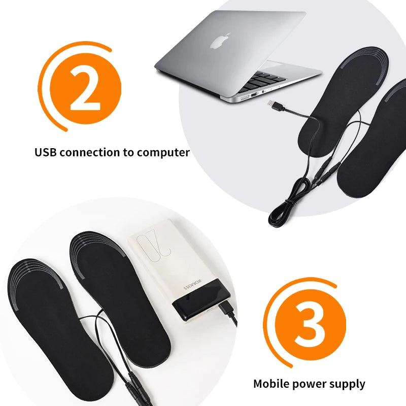 Insoles Heated USB Electric Foot Warming Pad Feet Warmer Pad Mat Winter Outdoor Sports Heating Insoles Winter Warm